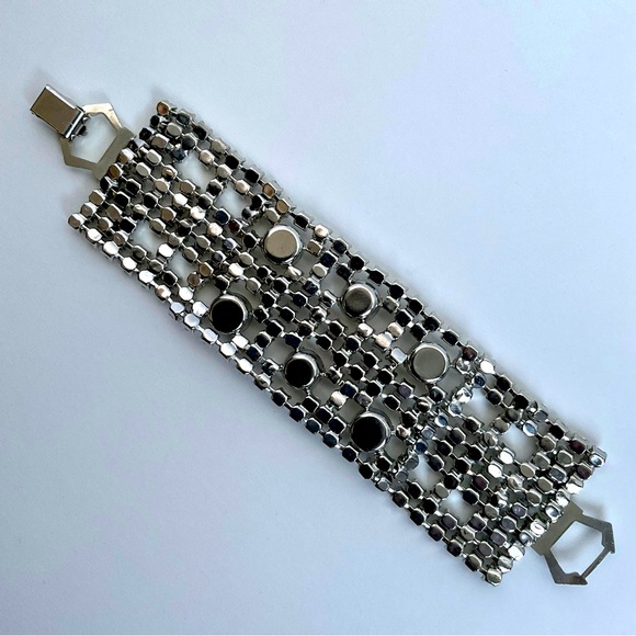 RHINESTONE CRYSTAL WIDE CUFF BRACELET - Picture 6 of 8